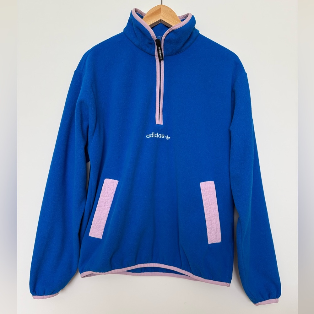 Adidas Unisex Blue Sweatshirt with Pink Details